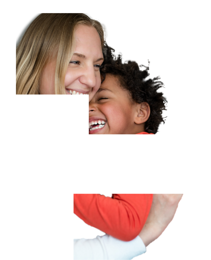 woman and young child in laughing embrace